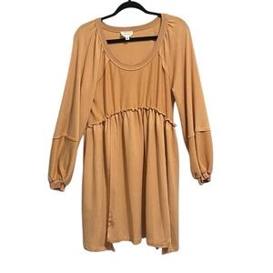 HEYSON WOMENS MUSTARD YELLOW WOMENS LONG SLEEVE BABYDOLL DRESS SIZE MEDIUM